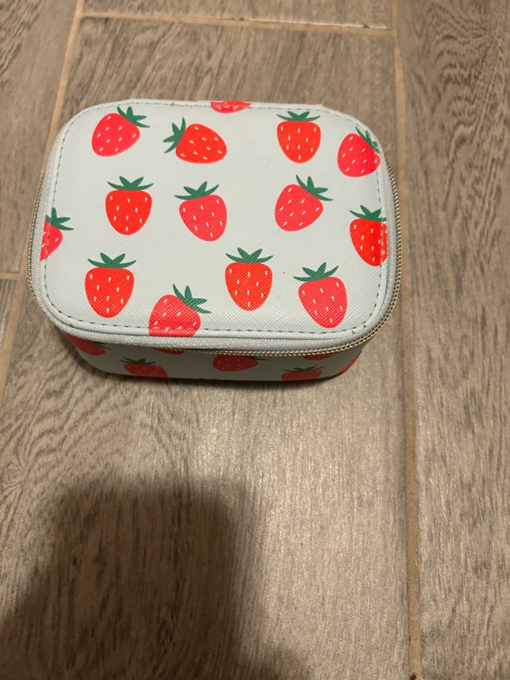 Dabney Lee Strawberry Print Zip Pouch - White and Red with Green